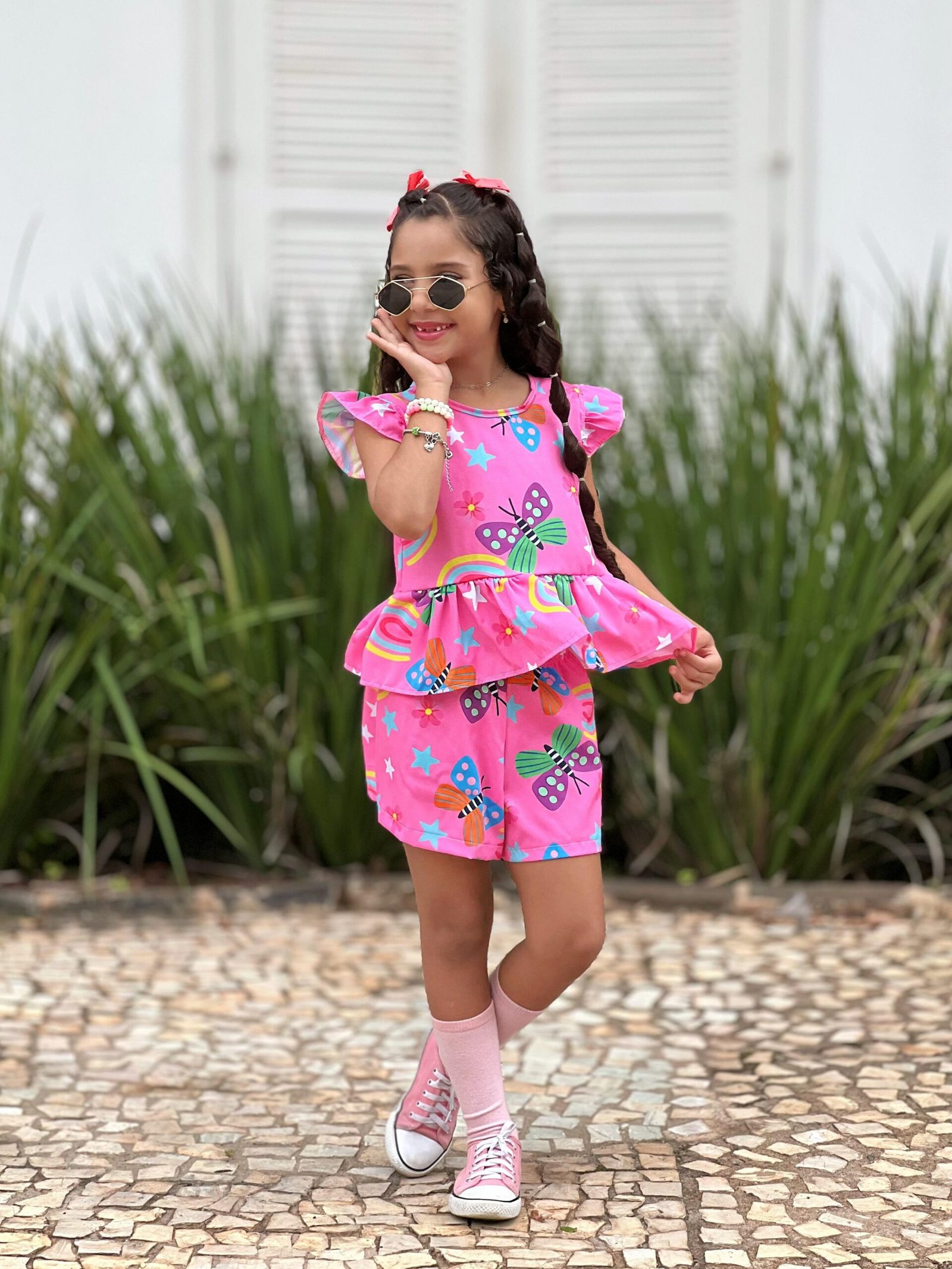 conjunto borboletas rosa