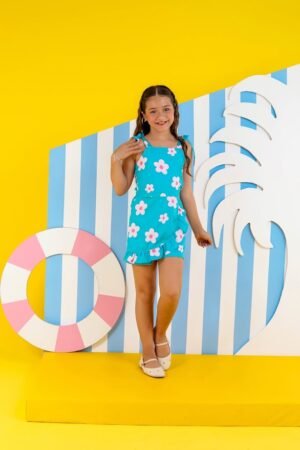 macaquinho short-saia flores